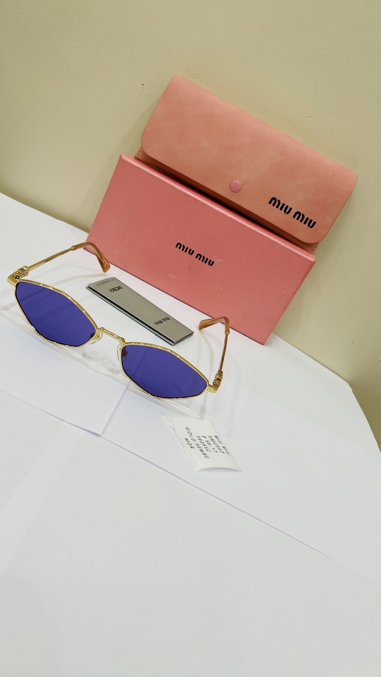 MIU GOLD ÇERÇEVE MAVİ CAM