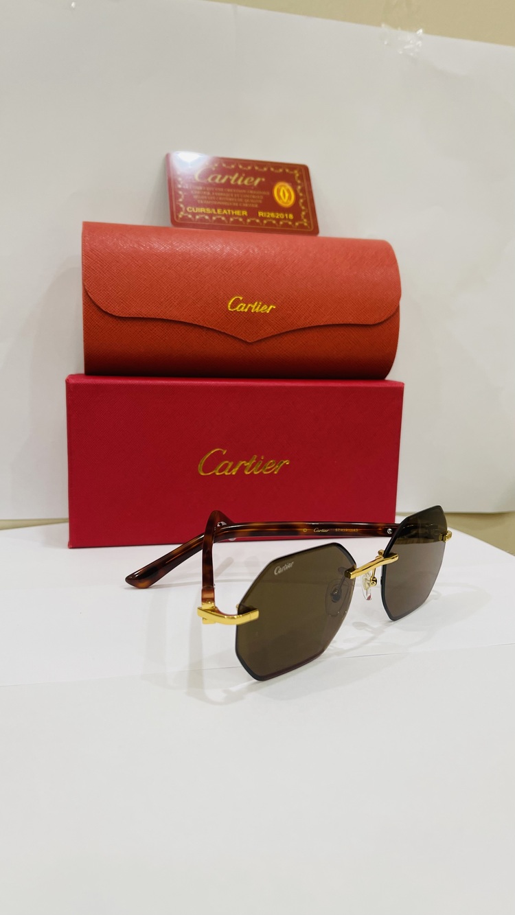 CARTİER DESENLİ ÇERÇEVE KAHVE ŞEFFAF CAM