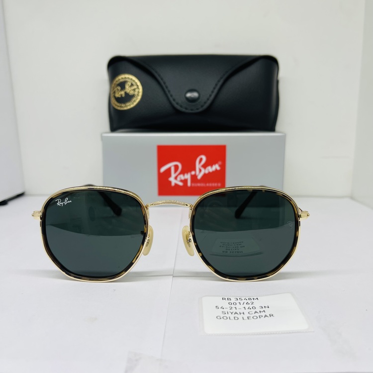 RAYBAN RB-3548-M GOLD/LEOPAR ÇERÇEVE SİYAH CAM UNİSEX