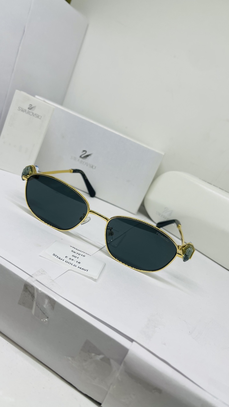 SWAROVSKI GOLD ÇERÇEVE YEŞİL ŞEFFAF CAM