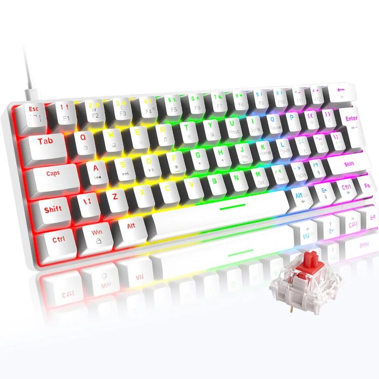 T60 Mekanik Klavye BEYAZ Kablolu Gaming Oyuncu Klavyesi (Red Switch)