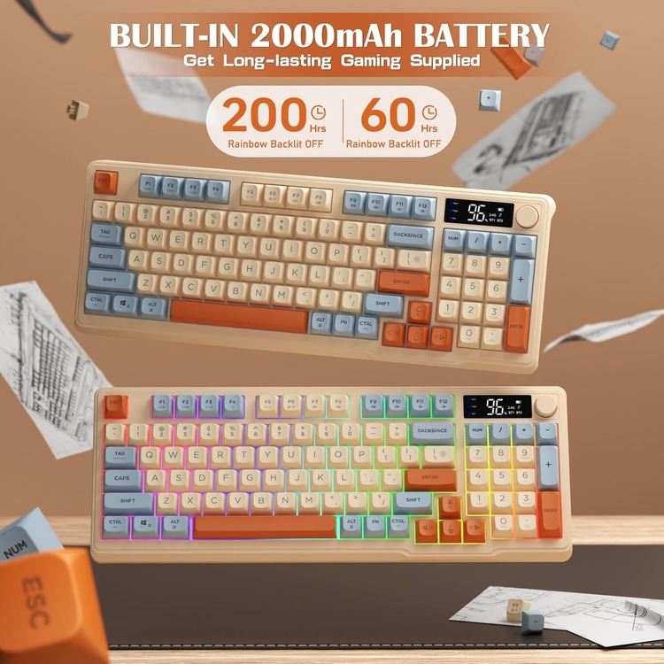 Ziyoulang M96 Blueberries Bluetooth/2.4g Kablosuz Klavye Işıklı USB Type-C
