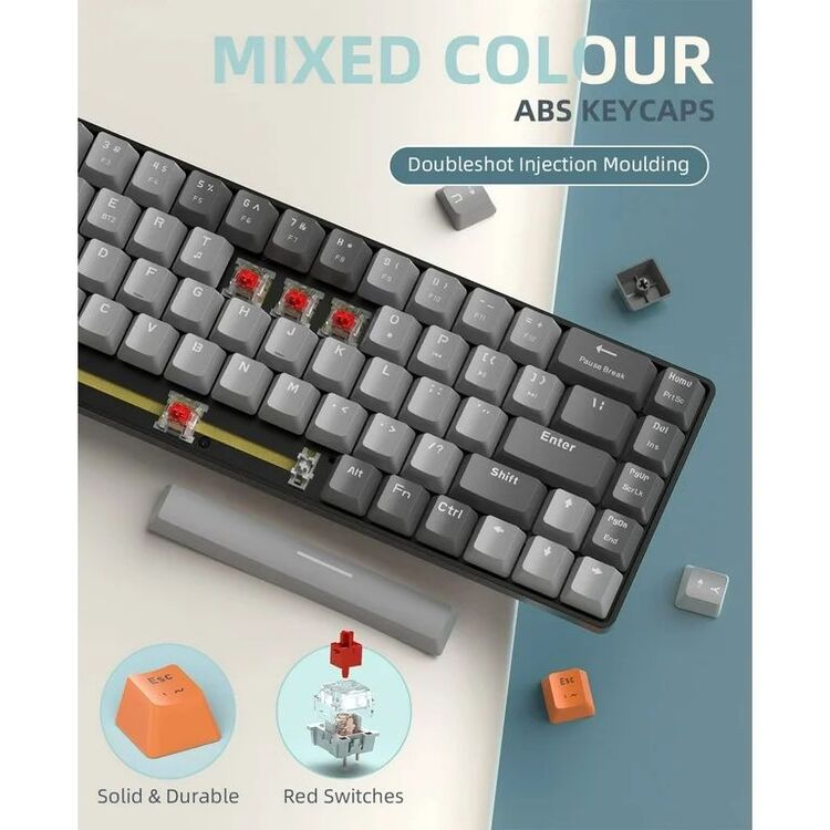 K68 Kablosuz Mekanik Klavye | 68 Tuş | Bluetooth 5.0 + 2.4GHz | Hot-Swap Kırmızı Switch
