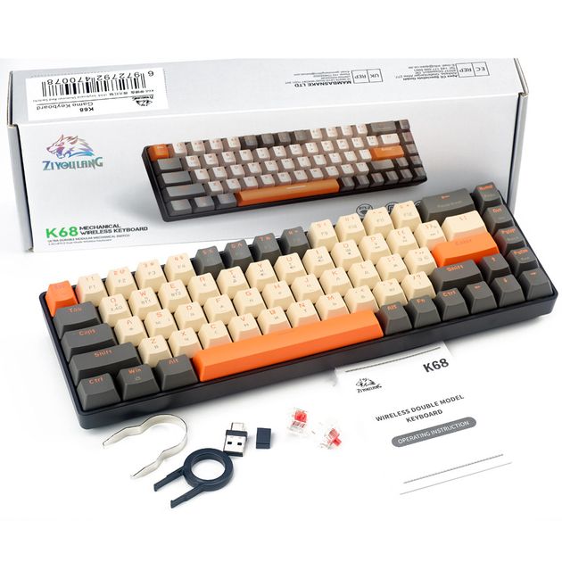 K68 Kablosuz Mekanik Klavye | 68 Tuş | Bluetooth 5.0 + 2.4GHz | Hot-Swap Kırmızı Switch