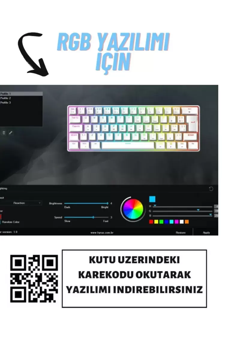 T60 Mekanik Klavye BEYAZ Kablolu Gaming Oyuncu Klavyesi (Red Switch)