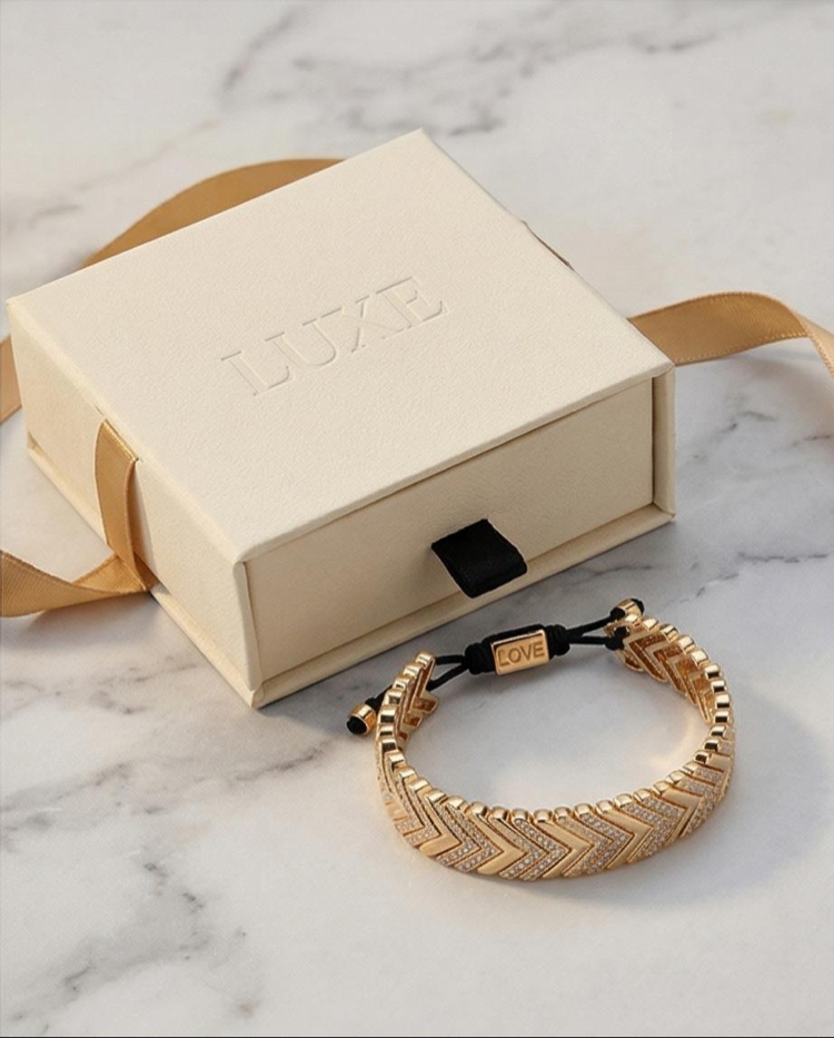 Rose Gold Çelik Asansörlü Chevron Bileklik - Gündüzden Geceye Zarafet