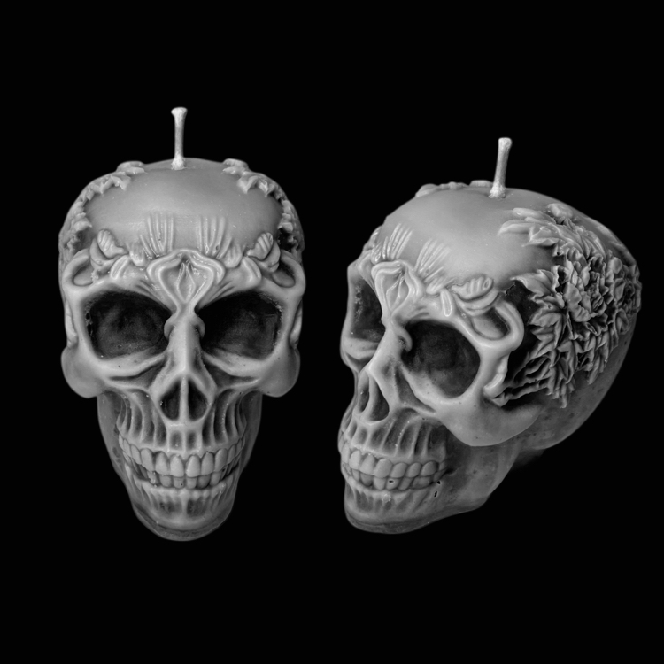 Floral Skull 1 - El Yapımı Mum