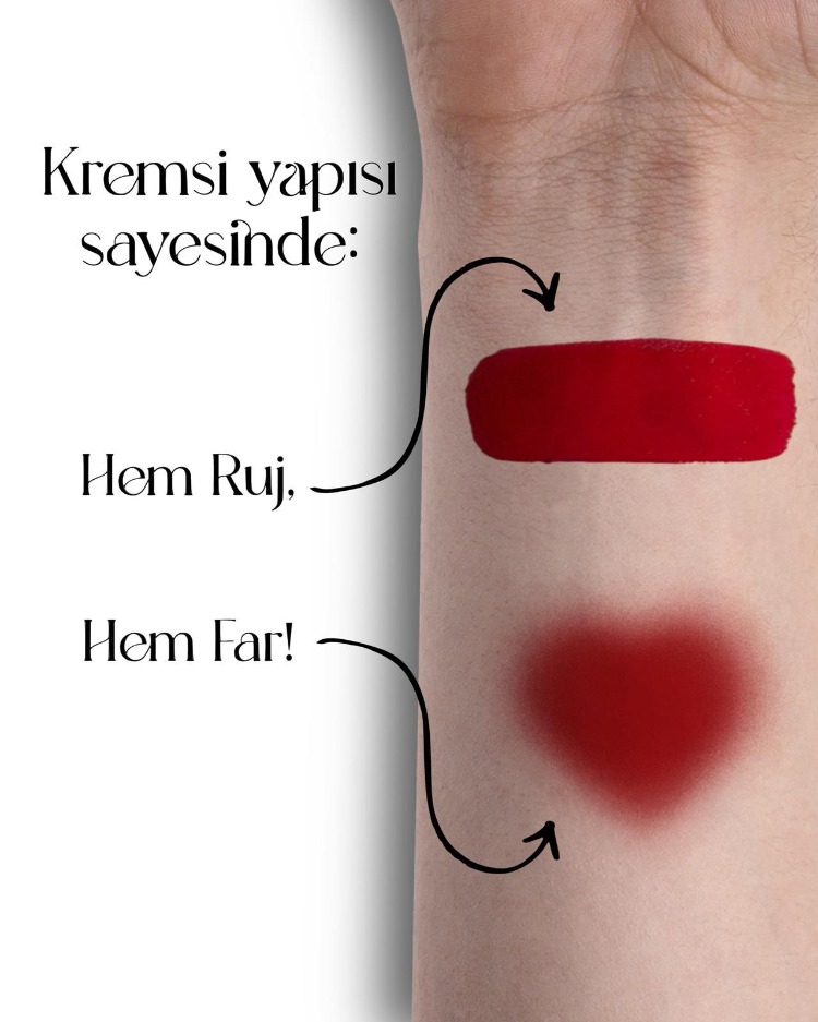 RubyDuo Kırmızı Likit Mat Ruj & Far 6ml