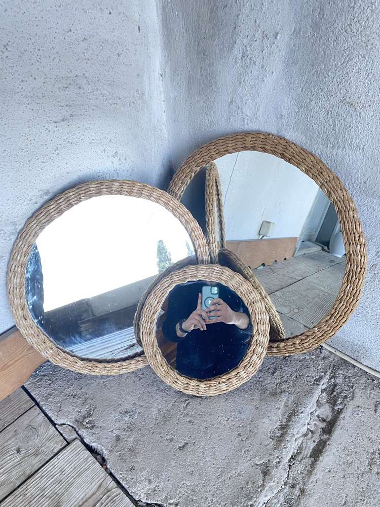 Rattan Örme 3’ lü Ayna Seti