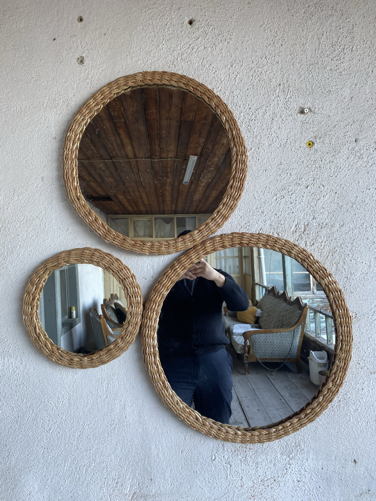 Rattan Örme 3’ lü Ayna Seti
