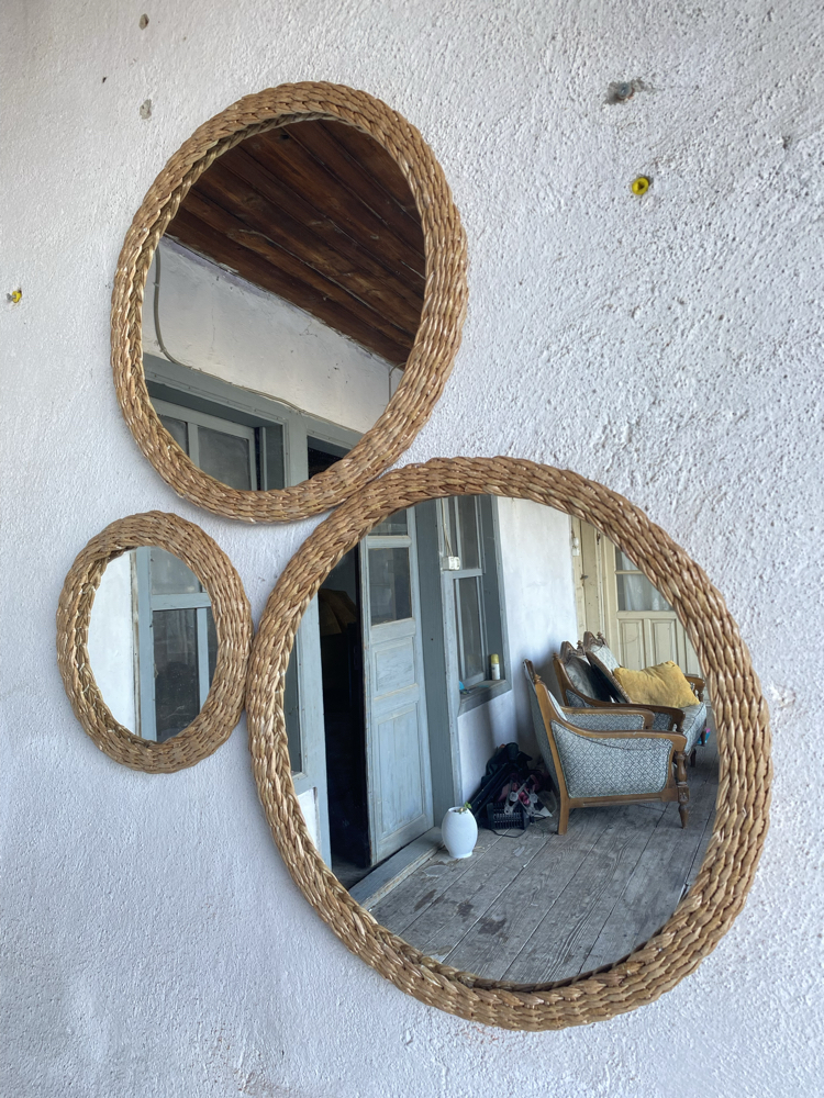 Rattan Örme 3’ lü Ayna Seti