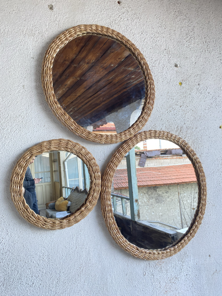 Rattan Örme 3’ lü Ayna Seti