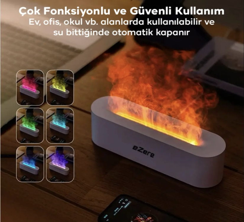 EZERE A3 Ev ve Ofis için Alev Difüzörü ve Ultrasonik Hava Nemlendirici BEYAZ