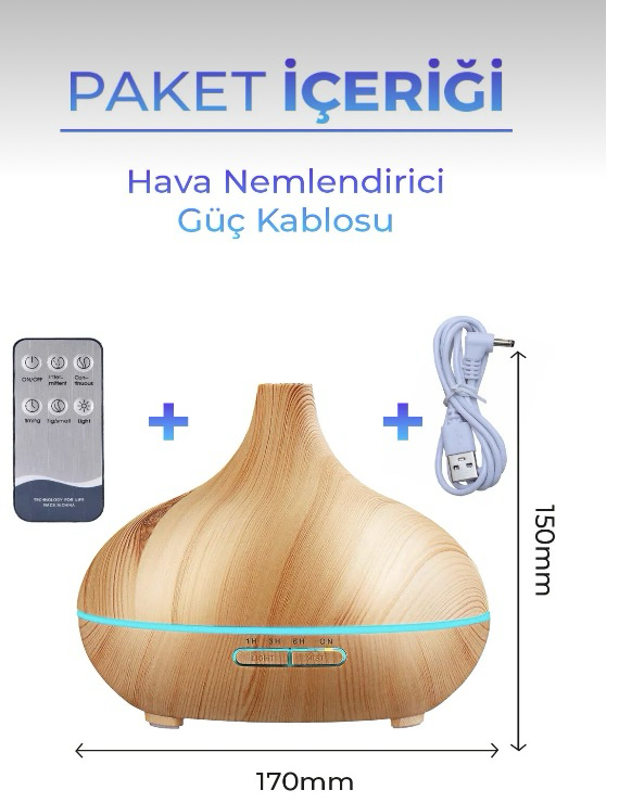 Büyük 550 Ml Hava Nemlendirici Ultrasonik Oda Nemlendirici Işıklı Zamanlayıcılı