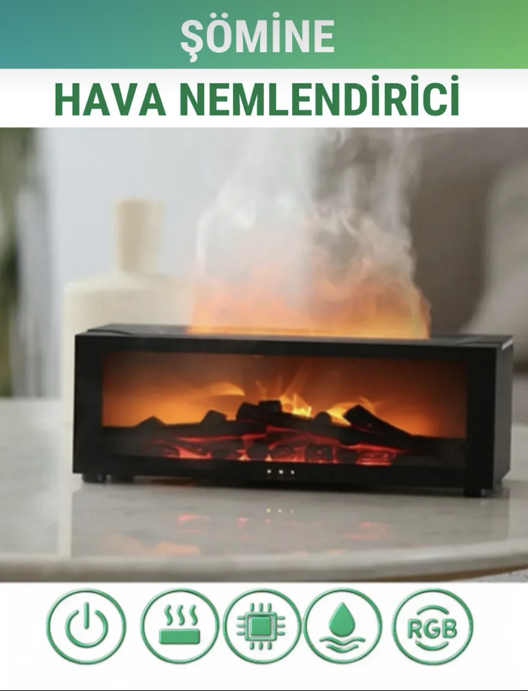 WUNİT Şömine Alev Hava Nemlendirici Hava Temizleyici Aromaterapi Dizüför Hava Nemlendiricisi