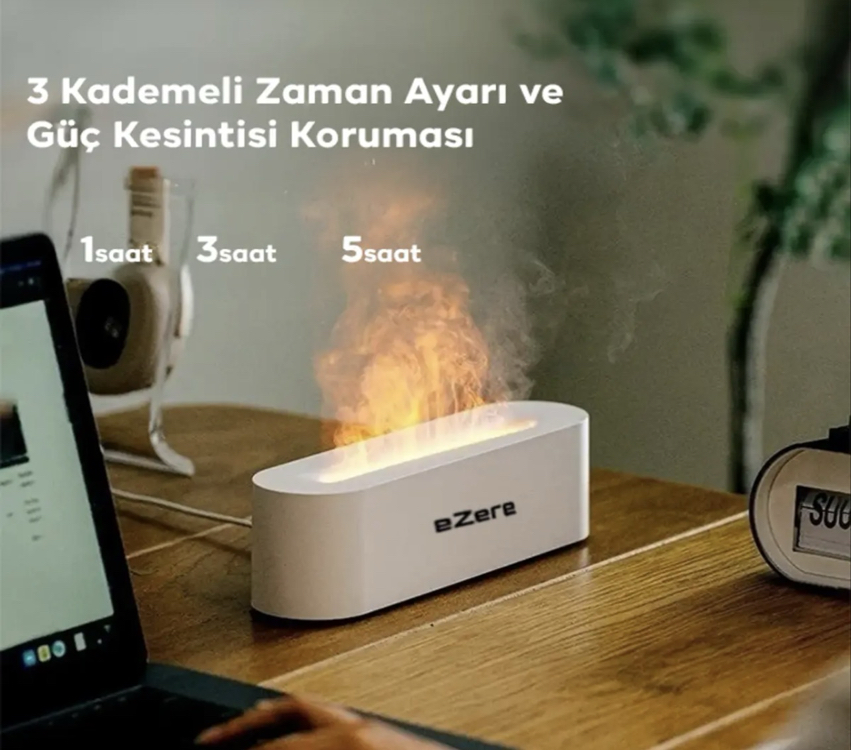 EZERE A3 Ev ve Ofis için Alev Difüzörü ve Ultrasonik Hava Nemlendirici BEYAZ