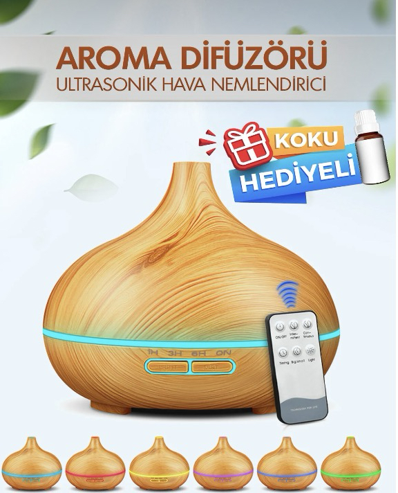 Büyük 550 Ml Hava Nemlendirici Ultrasonik Oda Nemlendirici Işıklı Zamanlayıcılı