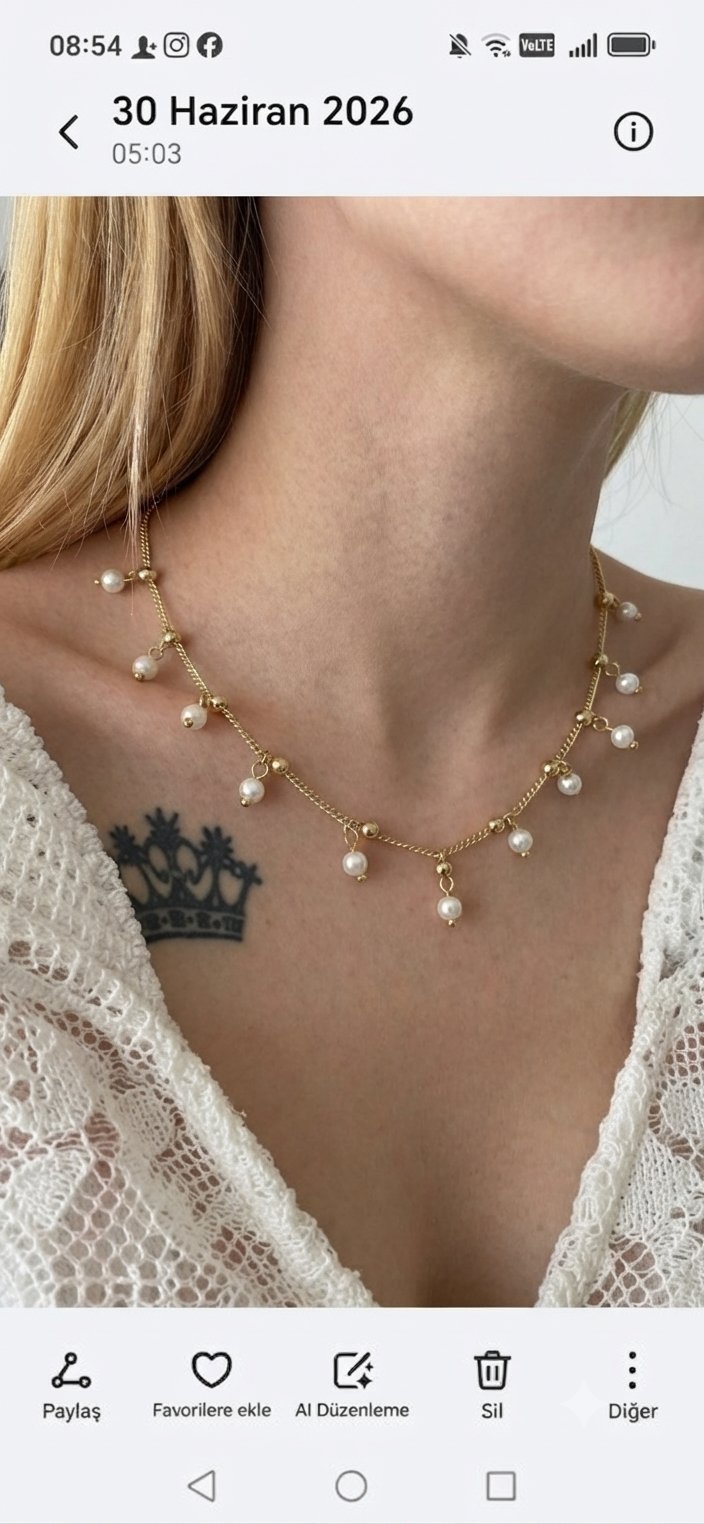 Xupink VIP 14K Dorikalı İnci Sallantılı Kolye
