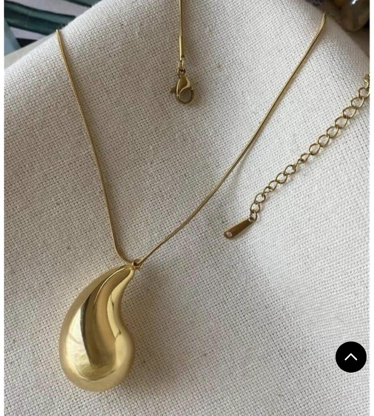 Çelik Gold Buble Damla Kolye 