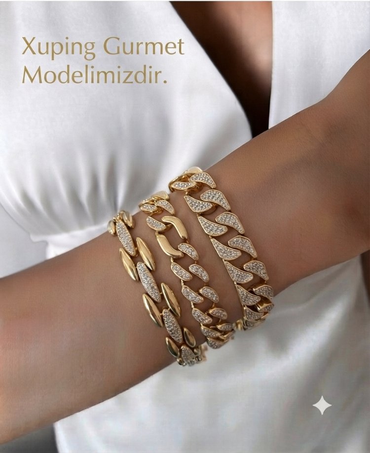 Xiupink VIP 14K Yatay Model Gurmet Bileklik  