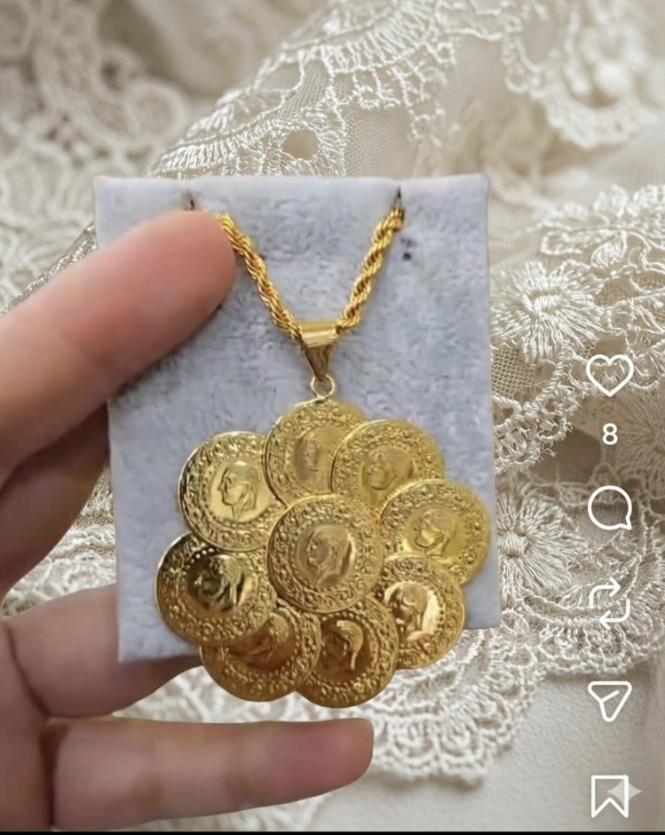 Altin Kaplama Çeyrekli Kolye