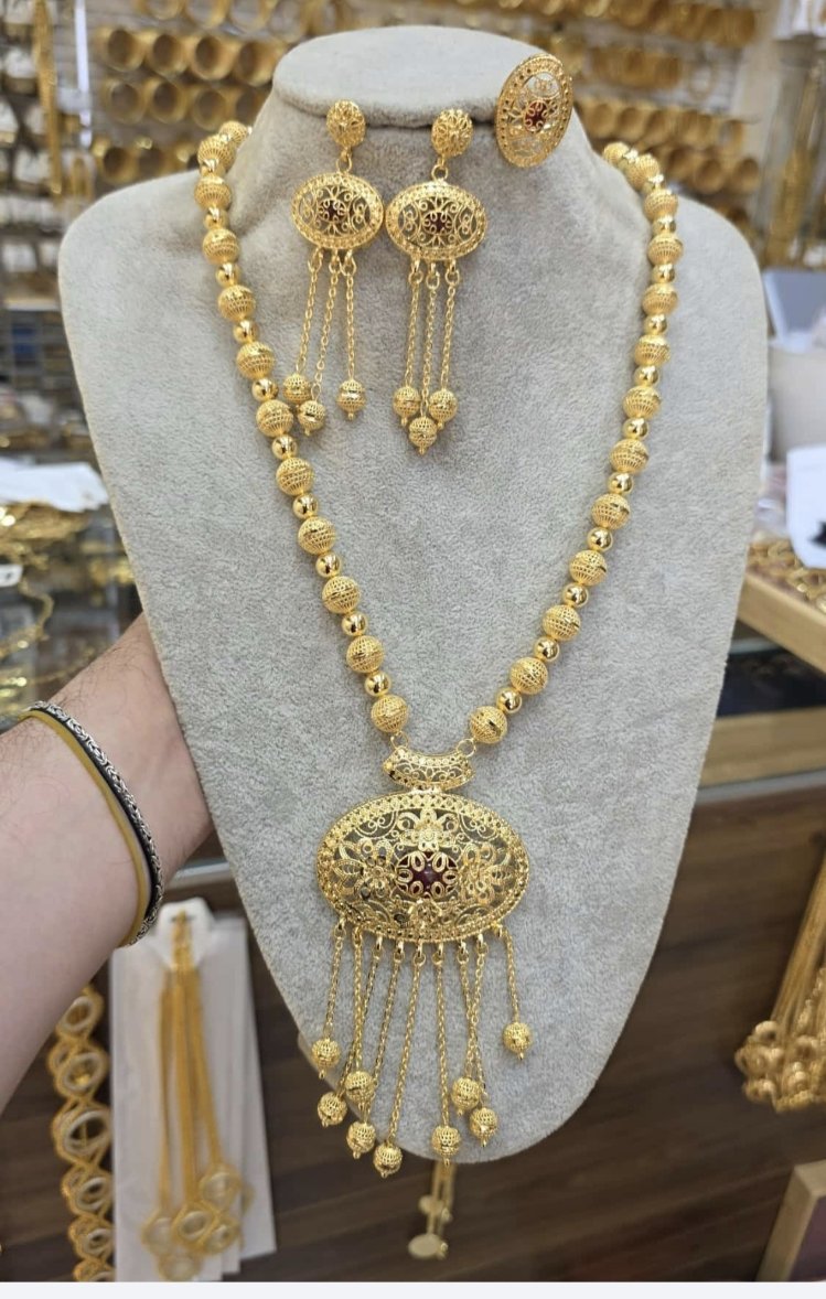Altın Kaplama Hint Kolye Set 