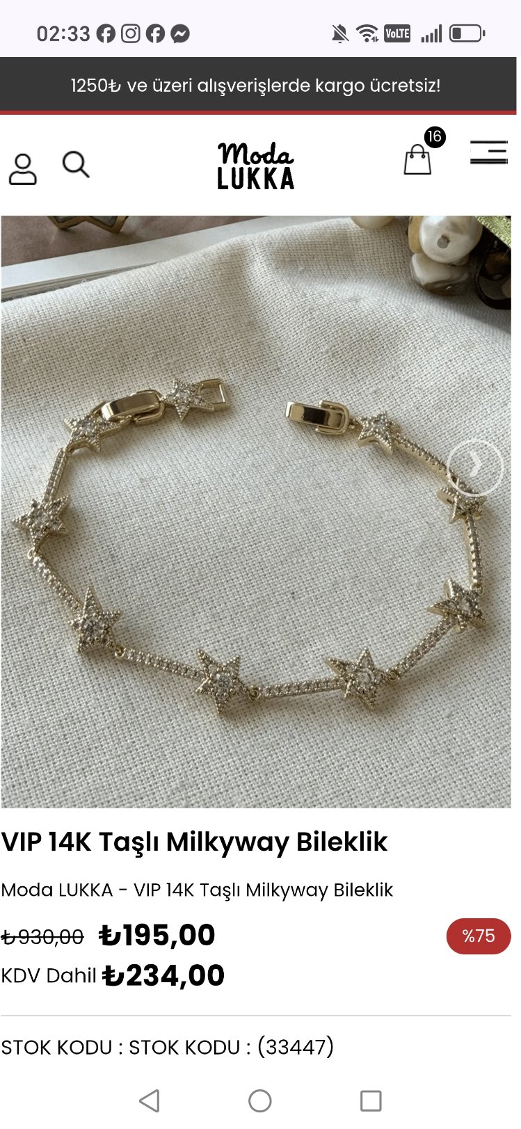 VIP 14K Taşlı Milkyway Bileklik