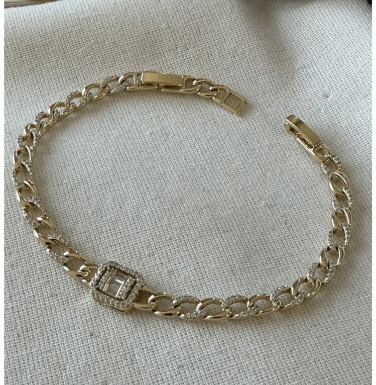 VIP 14K Zen Model Taşlı Zincir Bileklik