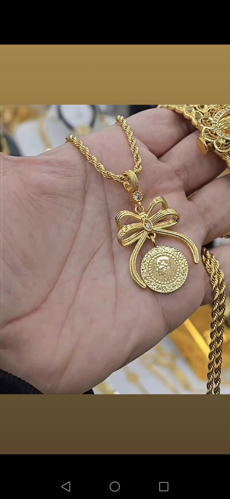 22Ayar Fiyonklu Çeyrekli Kolye (zincir60cm