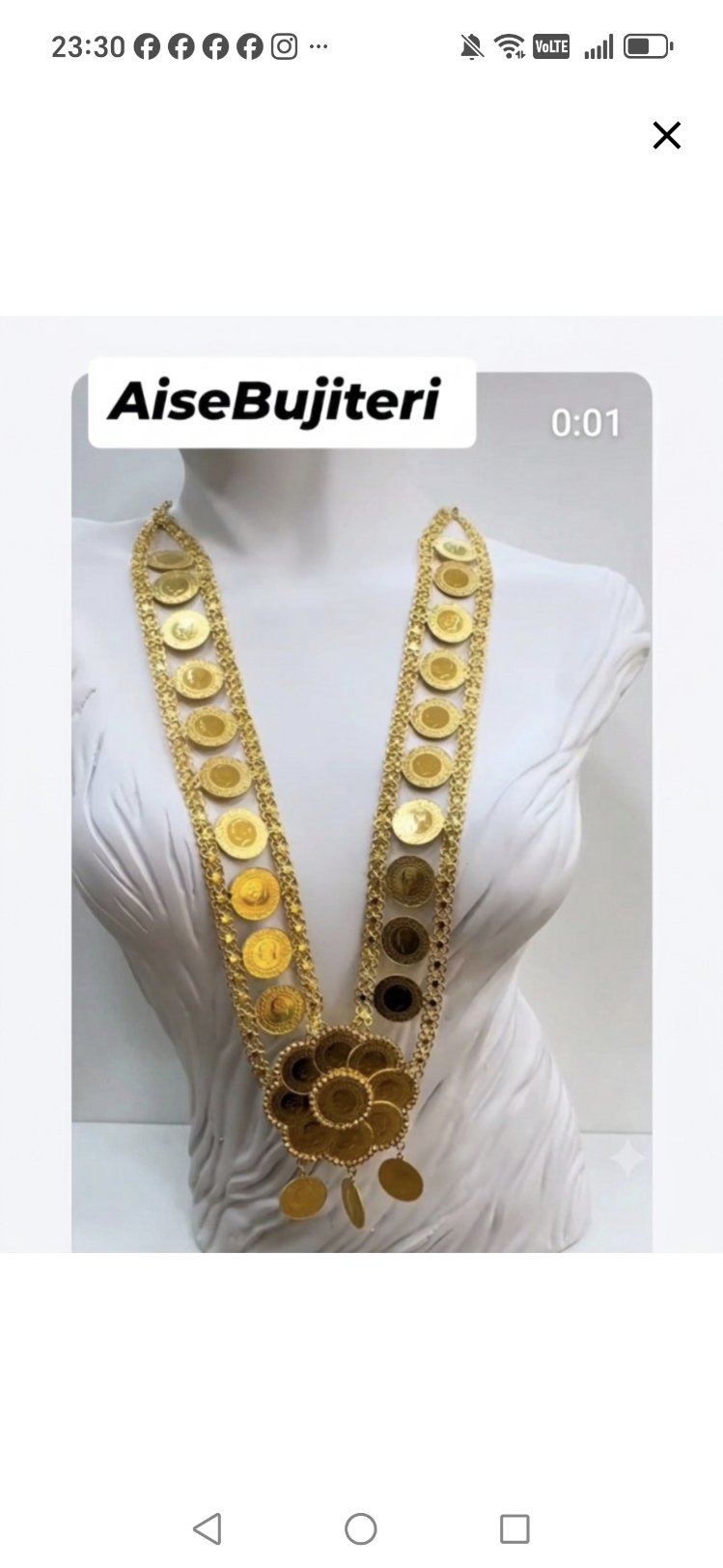 Çeyrekli  AltinKaplama  Kolye 