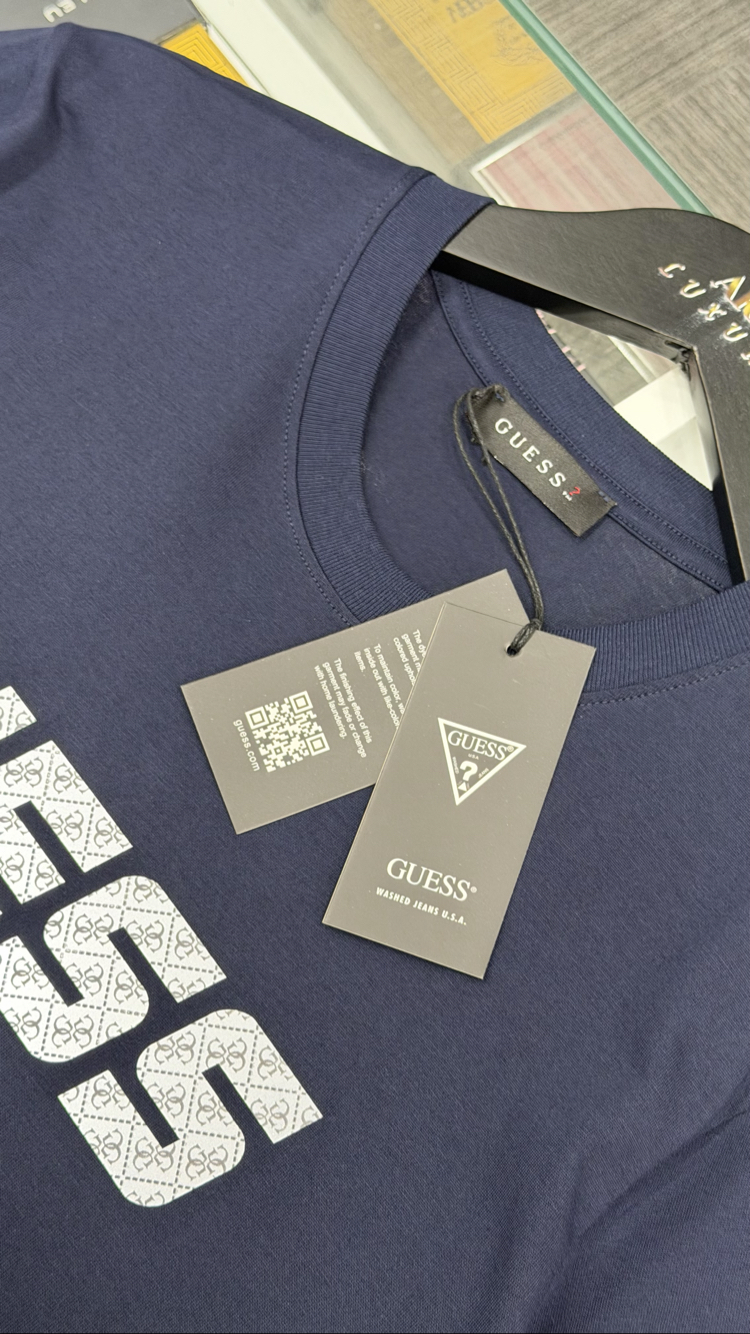 Guess Premium Yeni Sezon Mağaza Modeli Tişört %100 Cotton Lacivert