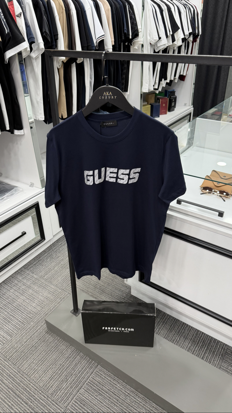 Guess Premium Yeni Sezon Mağaza Modeli Tişört %100 Cotton Lacivert