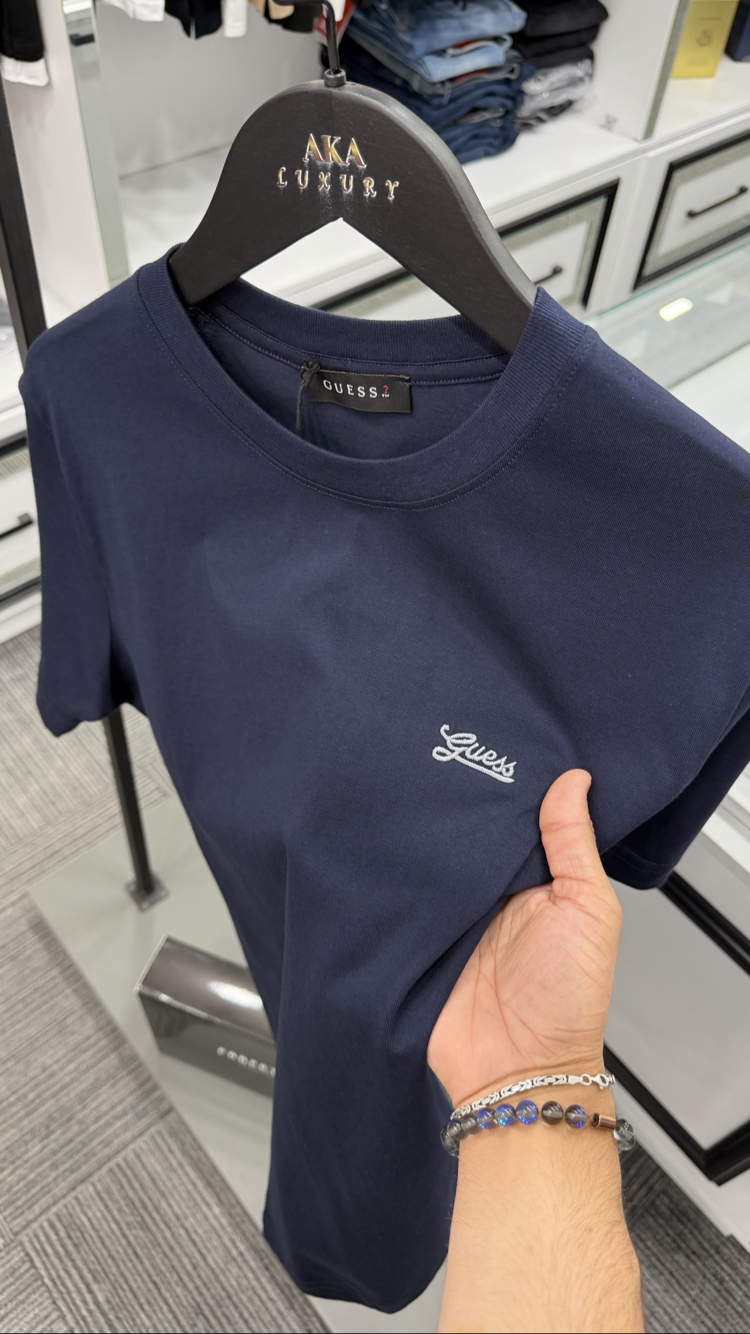 Guess Premium Basic Yeni Sezon Mağaza Modeli Tişört %100 Cotton Lacivert