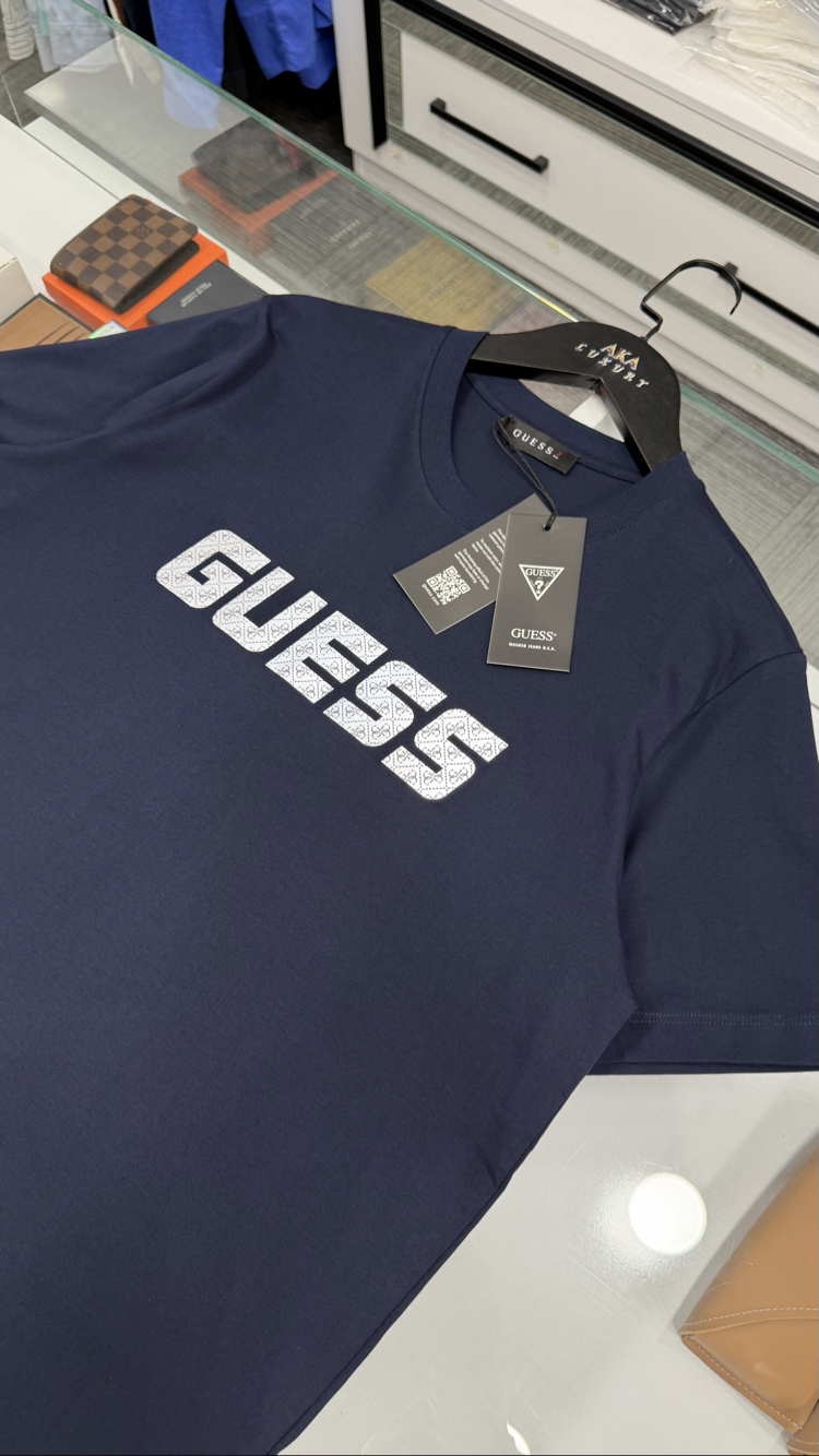 Guess Premium Yeni Sezon Mağaza Modeli Tişört %100 Cotton Lacivert