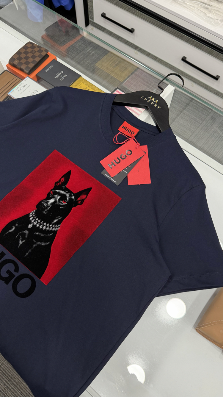 Hugo Premium Yeni Sezon Mağaza Modeli Tişört %100 Cotton Lacivert