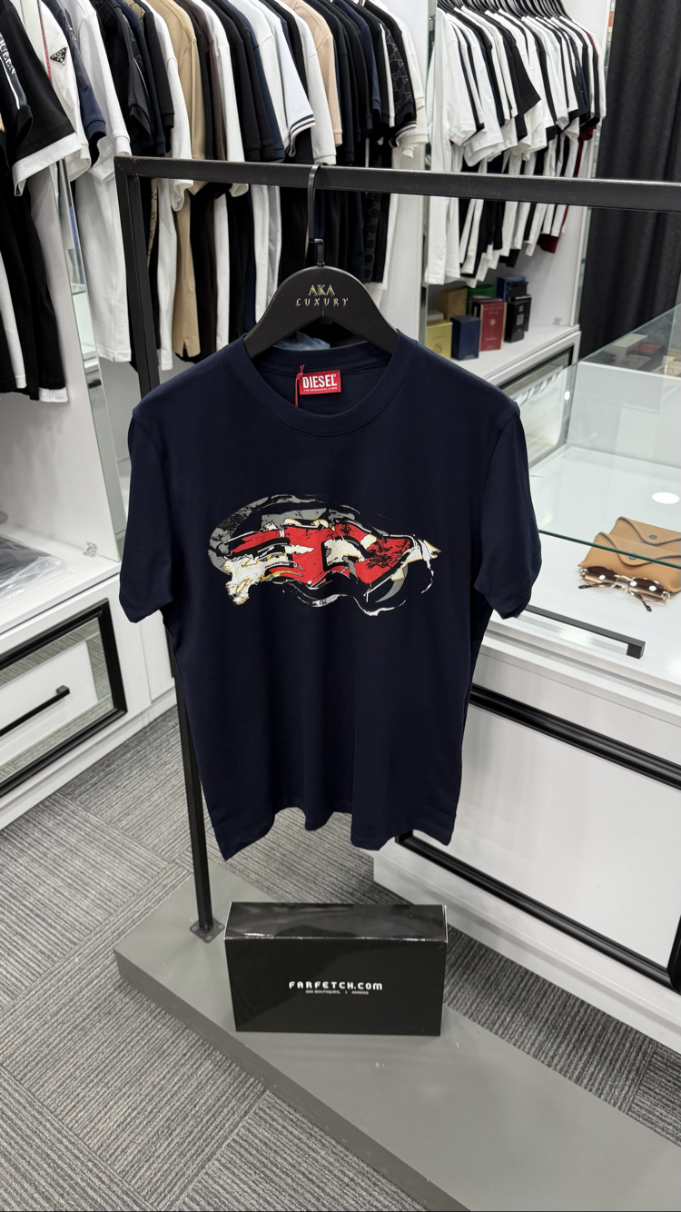 Diesel Premium Yeni Sezon Mağaza Modeli Tişört %100 Cotton Lacivert