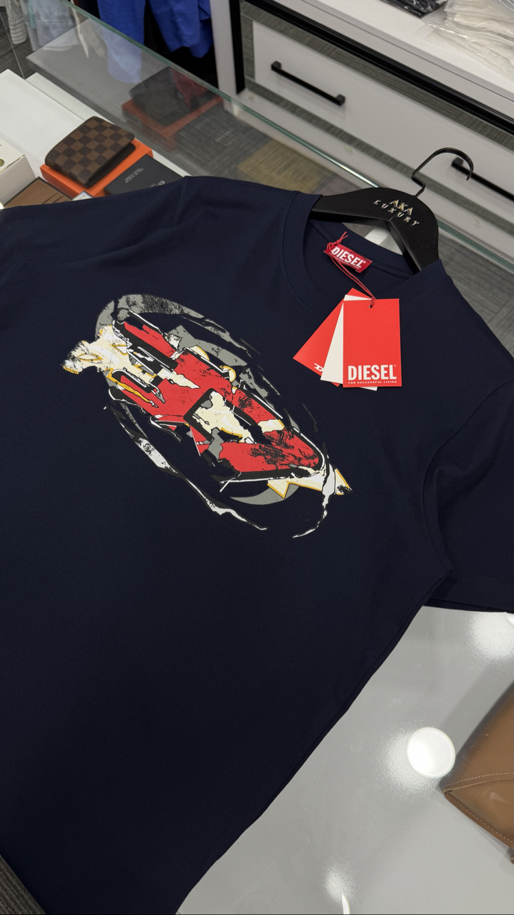 Diesel Premium Yeni Sezon Mağaza Modeli Tişört %100 Cotton Lacivert