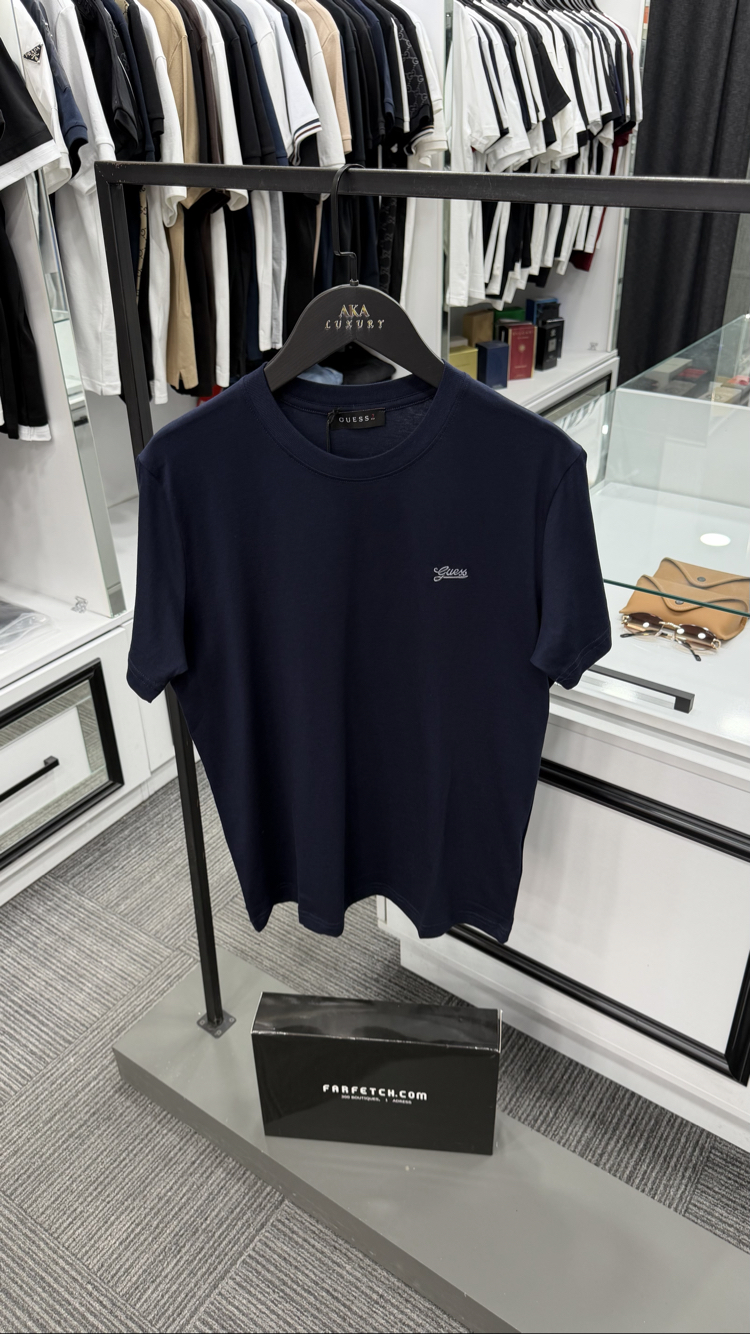 Guess Premium Basic Yeni Sezon Mağaza Modeli Tişört %100 Cotton Lacivert