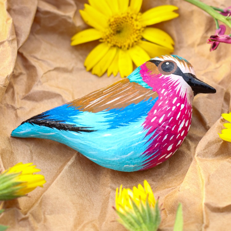 Leylak Göğüslü Gökkuzgun BROŞ (Coracias caudatus)