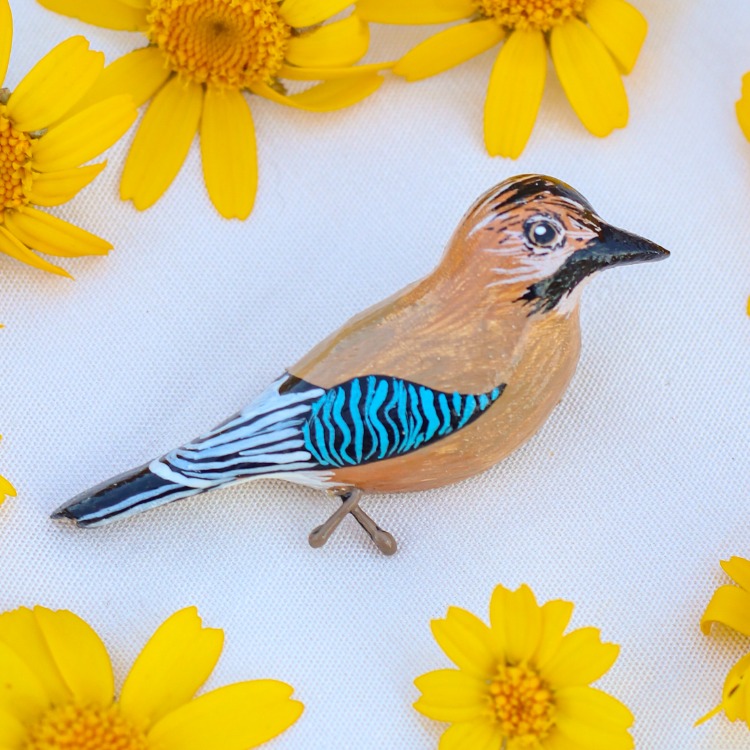 Alakarga Kuşu BROŞ (Garrulus glandarius) (lütfen opsiyon kısmından ölçü seçiniz)