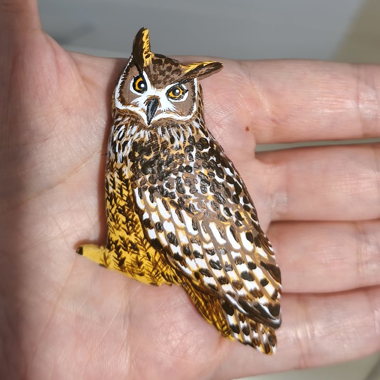 Puhu Baykuşu BROŞ (Bubo bubo)