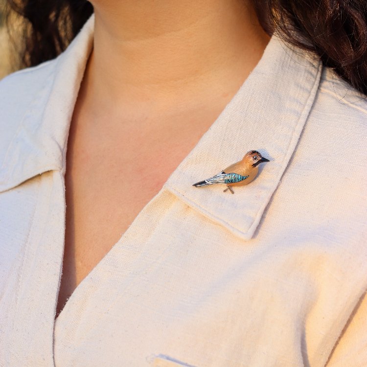 Alakarga Kuşu BROŞ (Garrulus glandarius) (lütfen opsiyon kısmından ölçü seçiniz)