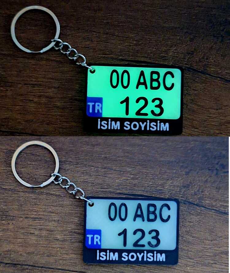 3D Fosforlu Plakalı Anahtarlık