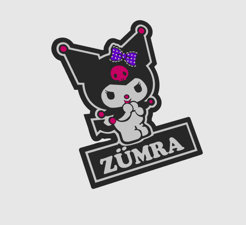 3D Kuromi İsim Yazılabilir Masa Aksesuar (Led Takılabilir - Ledsiz )