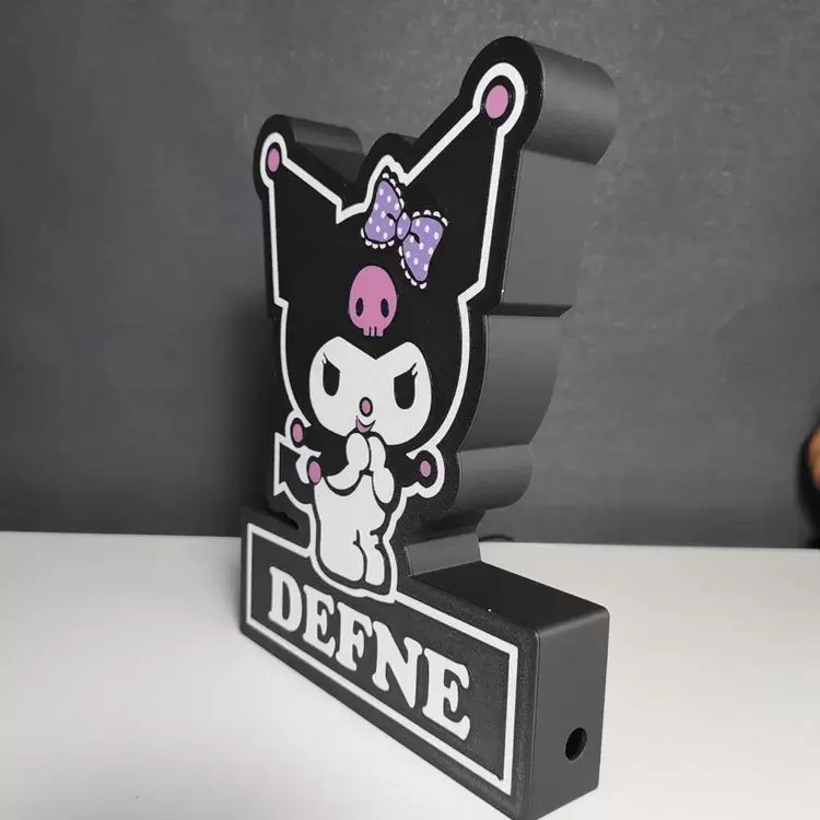3D Kuromi İsim Yazılabilir Masa Aksesuar (Led Takılabilir - Ledsiz )