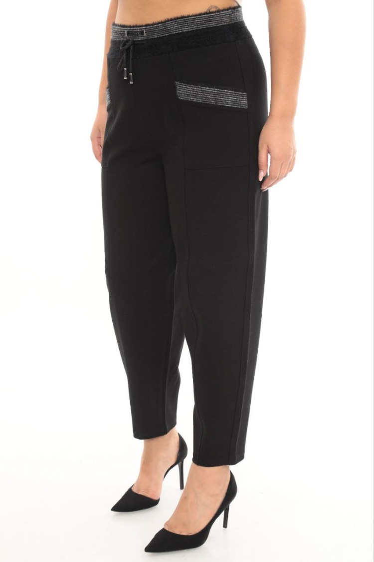 Büyük Beden Mom Fit Yüksek Bel Kışlık Lastikli Kadın Pantolon