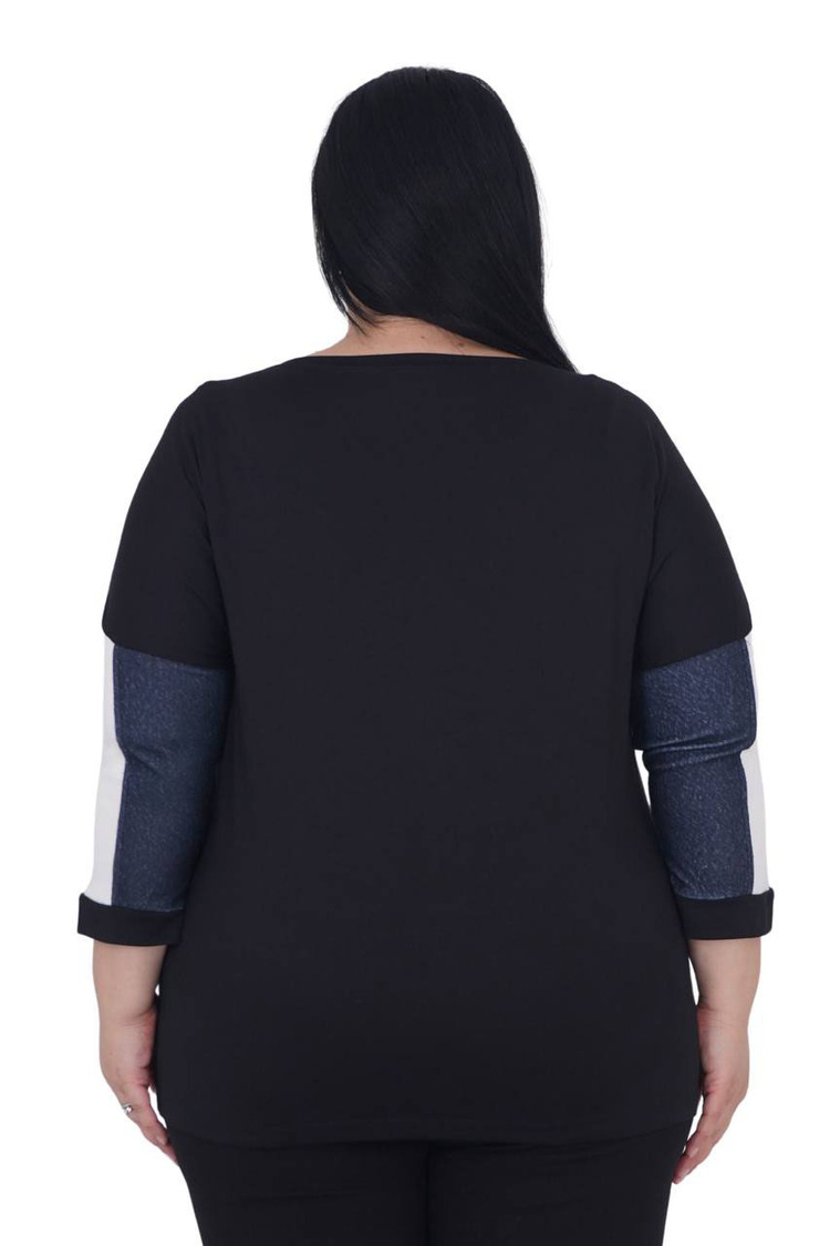 Büyük Beden Çiçek Nakışlı Love Nakışlı Kışlık Oversize Bluz