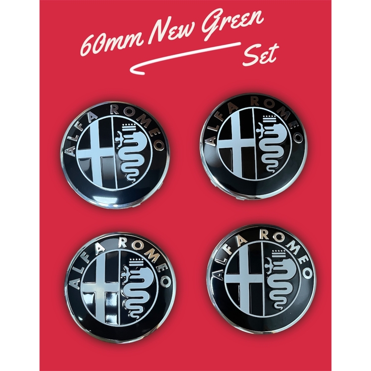 Alfa Romeo 60mm Black White Jant Göbeği Seti