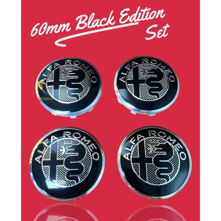 Alfa Romeo 60mm Black Edition Jant Göbeği Seti