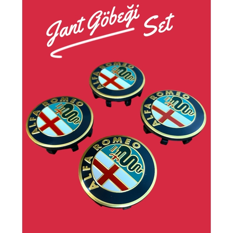 Alfa Romeo 50mm Gold Jant Göbeği Seti